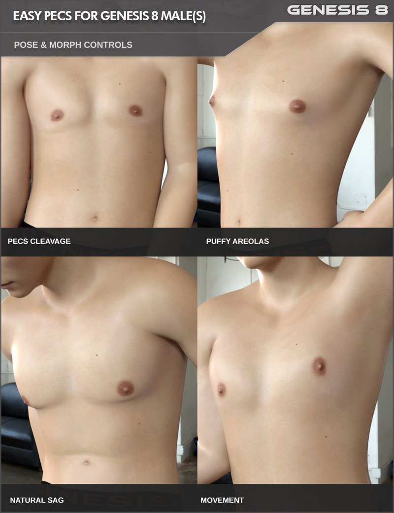 Easy Pecs - Pose And Morph Control For Genesis 8 Males