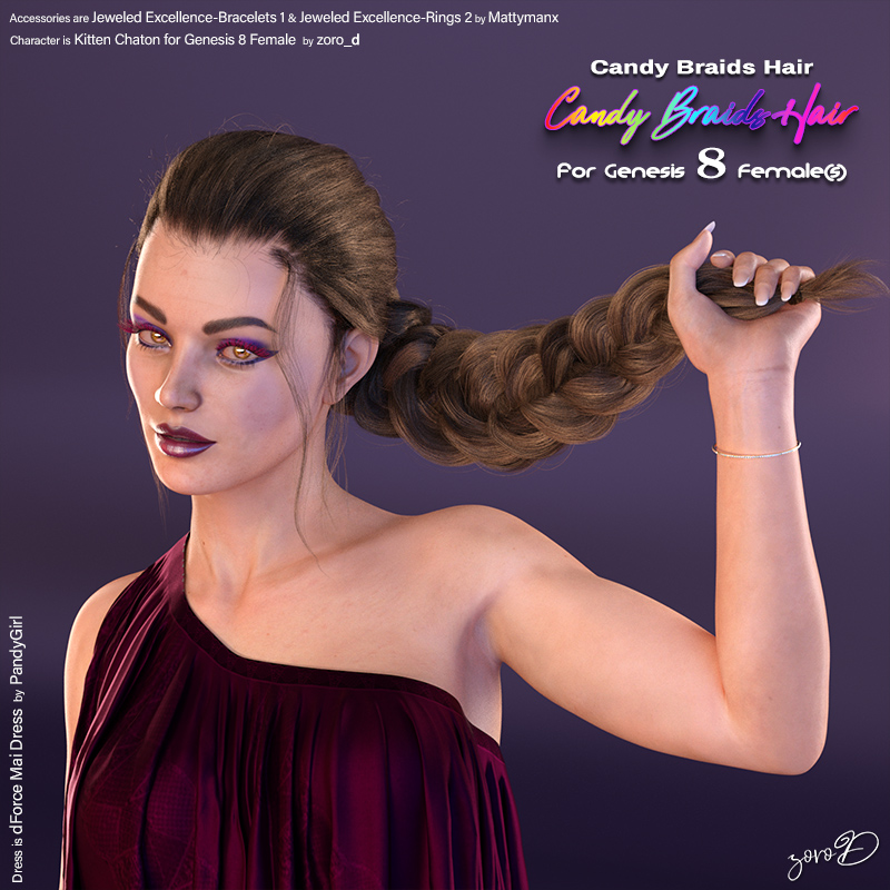 Candy Braids Hair for Genesis 8 Females
