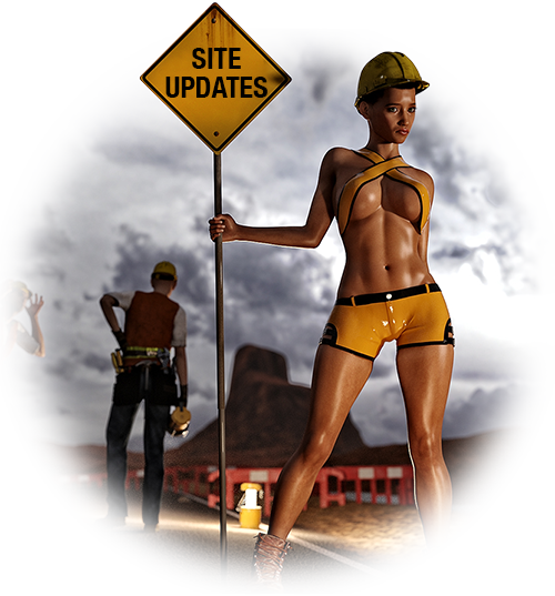 Image of woman holding sign reading Site Updates.