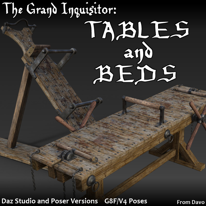 Grand Inquisitor Table and Bed for Daz Studio and Poser