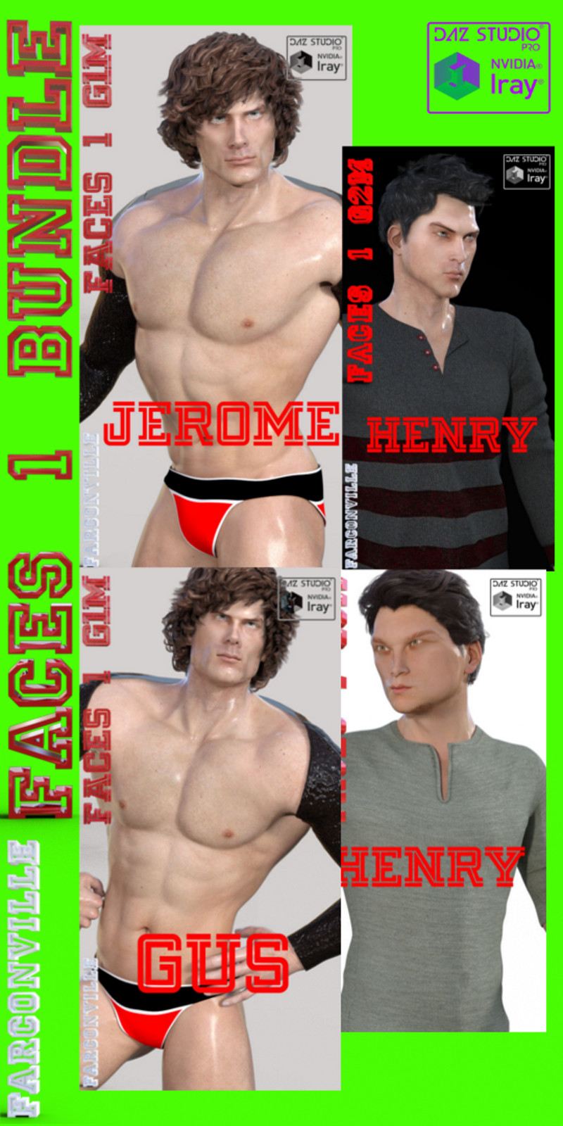 Faces 1 Bundle For Genesis, G2M, G3M, M5, M6 And M7
