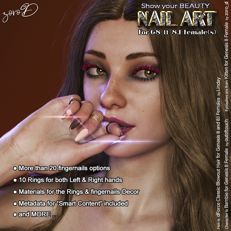 Nail Art for Genesis 8 and 8.1 Female(s)FREE!