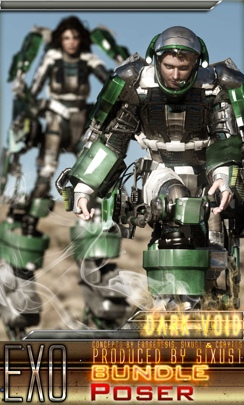 Dark Void Exo Suits And Docking Bay BUNDLE Poser