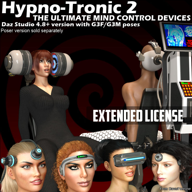 "Hypno-Tronic 2" Mind Control Devices For Daz Studio 4.8+ EXTENDED LICENSE