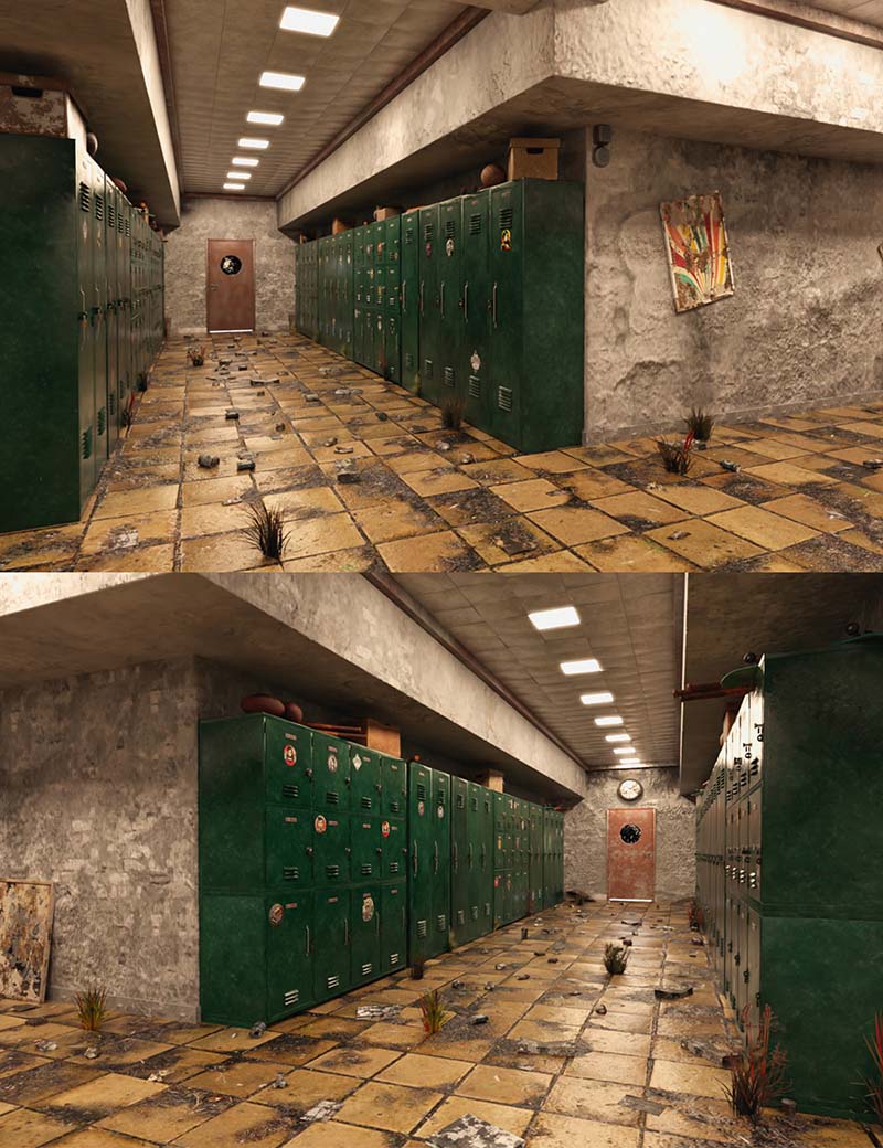 Abandoned 1970 Locker Hallway