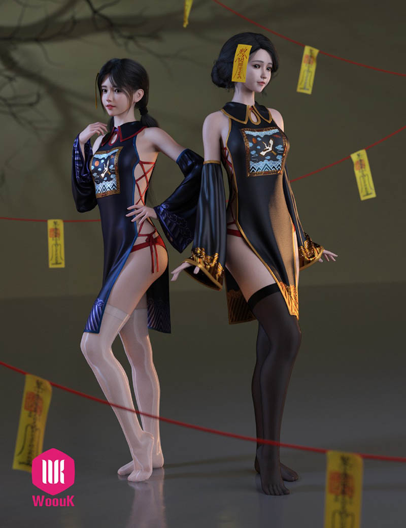 dForce WUK Sexy Zombie Outfit for G8F/G8.1F