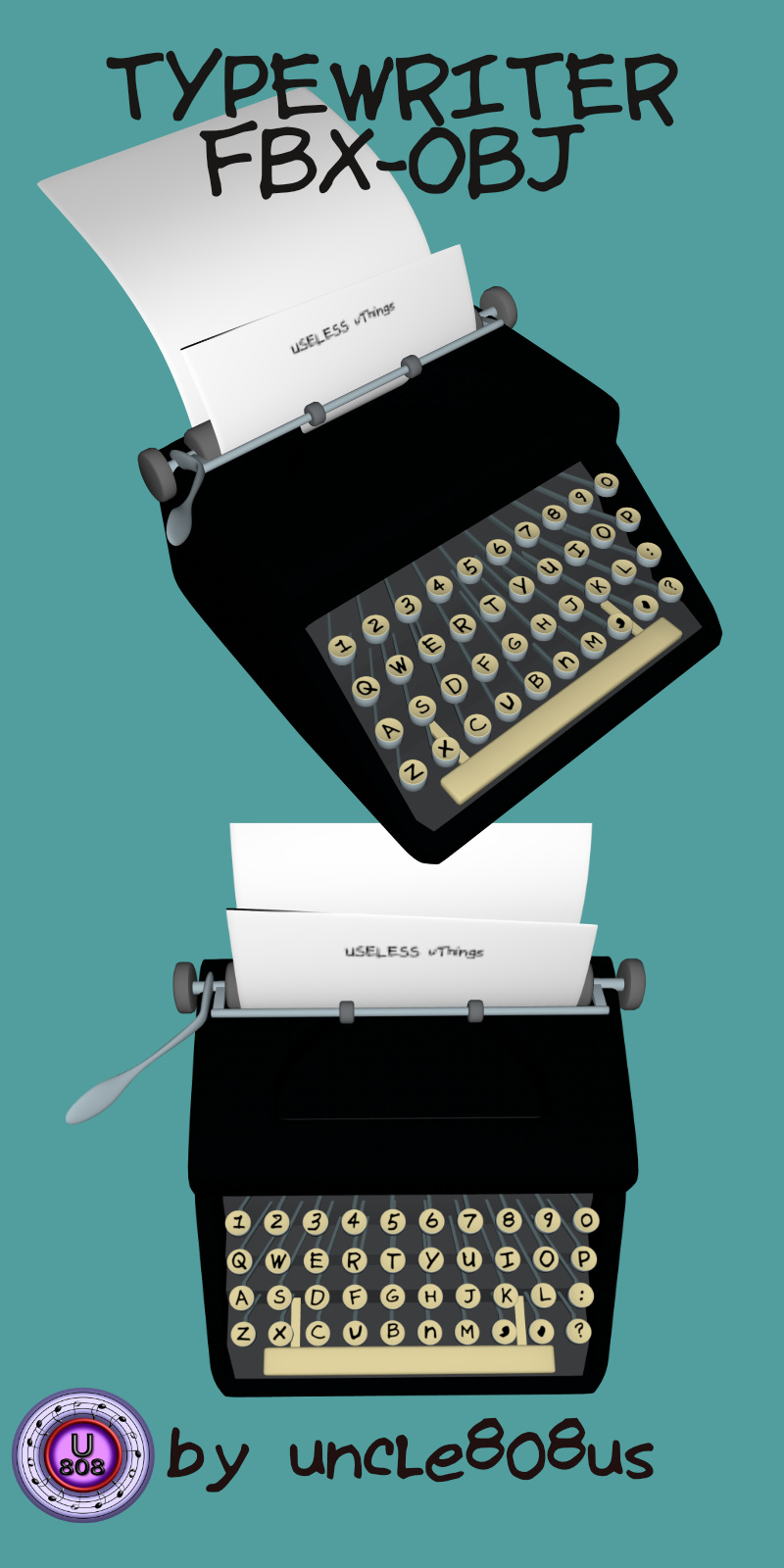Old Typewriter FBX OBJ