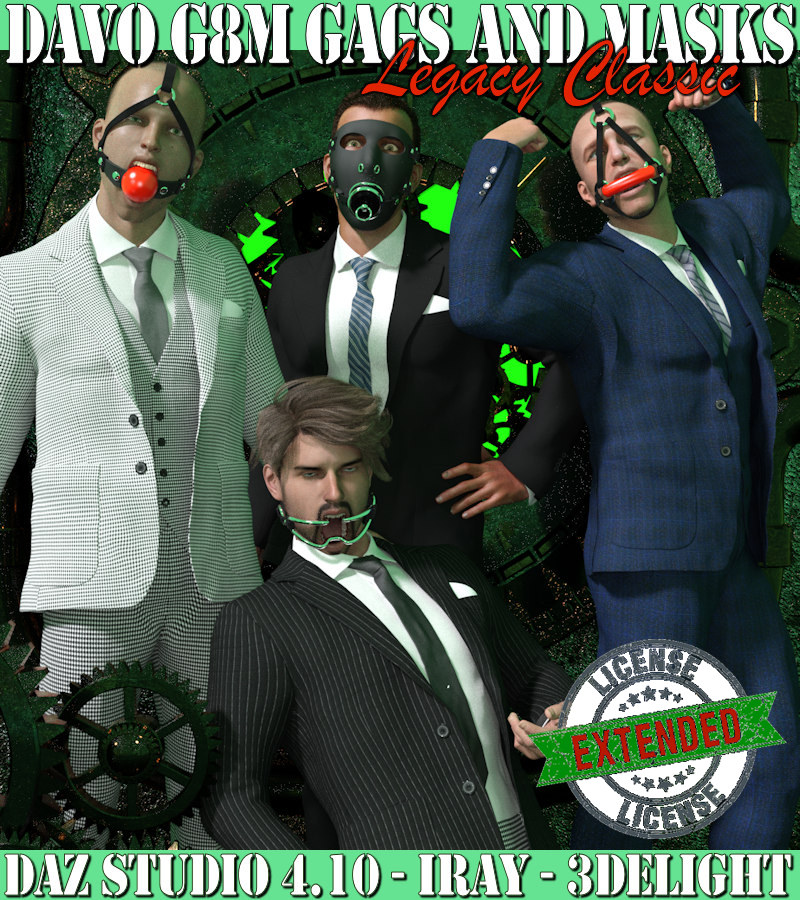 Legacy Classic Davo "Genesis 8 Male Gags And Masks" EXTENDED LICENSE