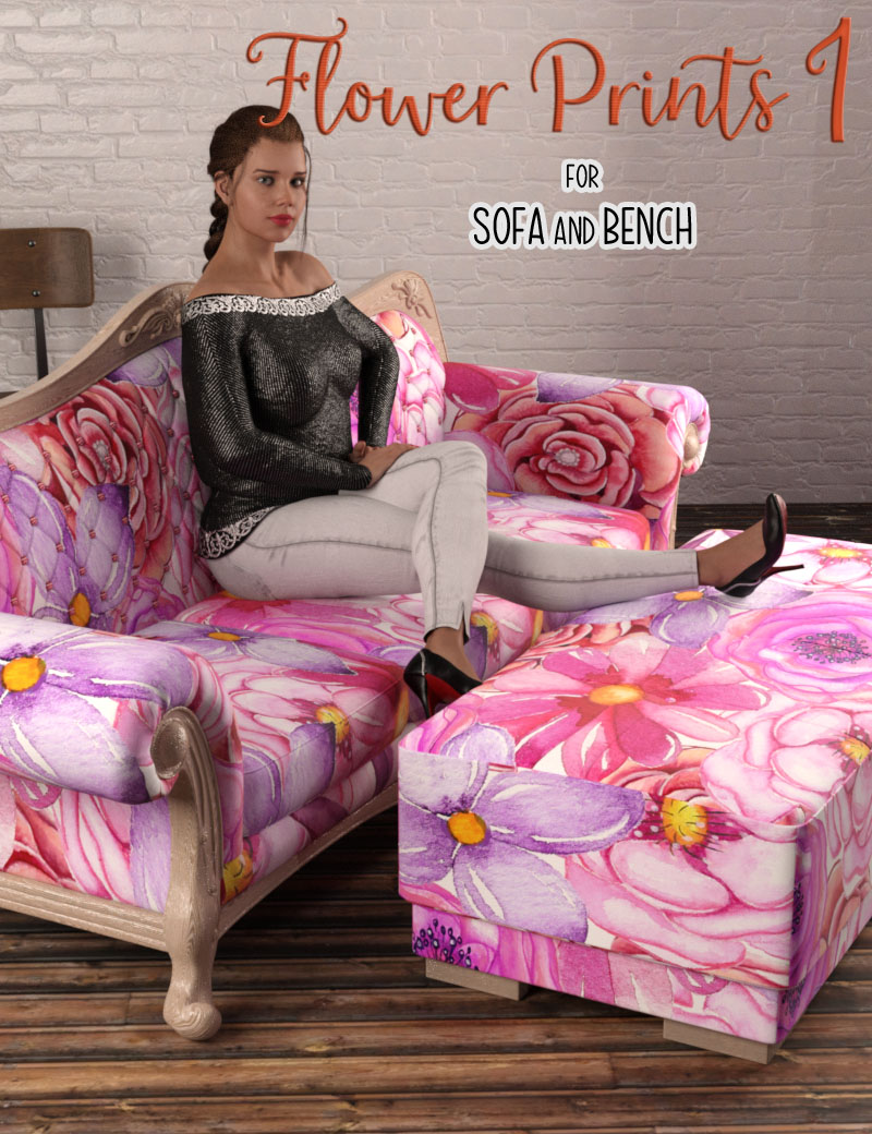 Flower Prints 1 For Sofa And Bench