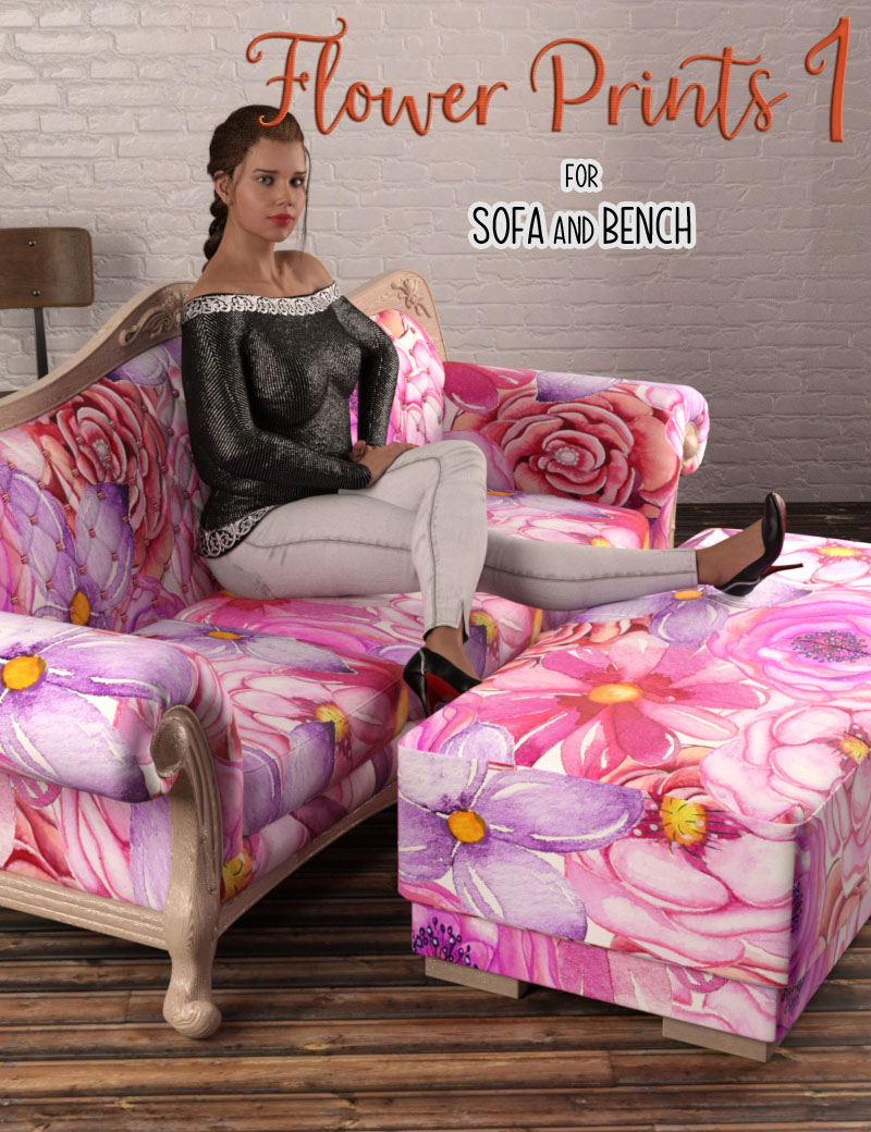 Flower Prints 1 For Sofa And Bench